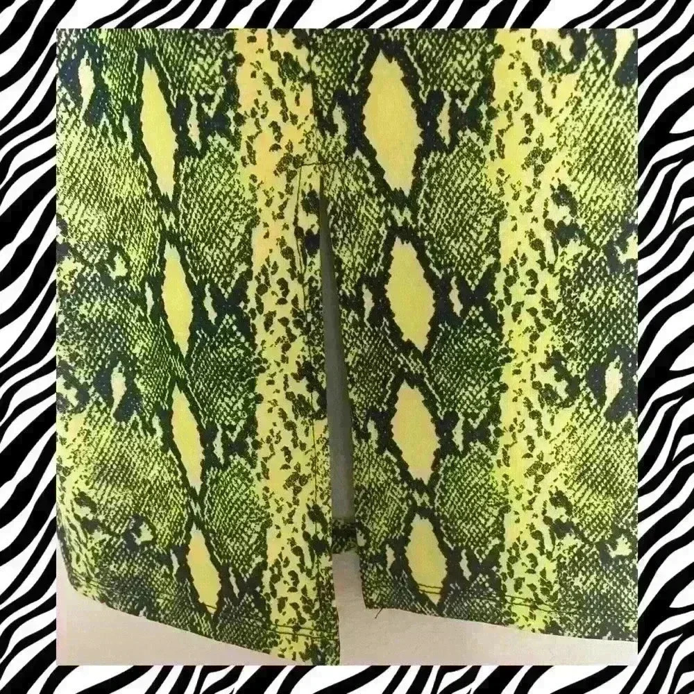 Lime Green Python Print Pencil Skirt - Picture 3 of 4